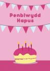 Penblwydd Agored - Cacen Binc / Open Birthday - Pink Cake